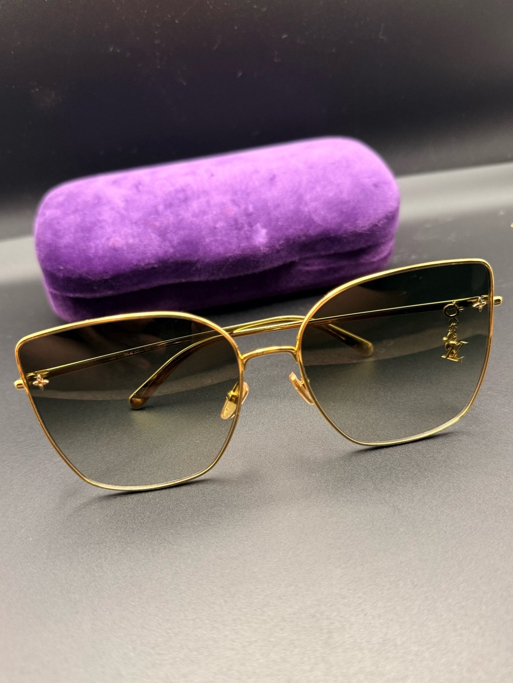 Gold Louis Vuitton Cat Eye Charm sunglasses